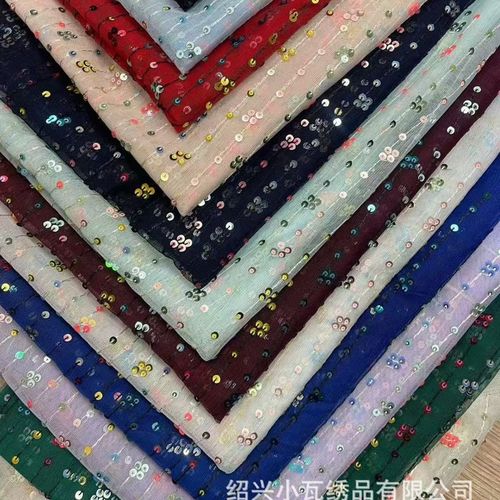 機器繡花加工幻彩亮片繡 刺繡鮮花包裝紗 花藝包花布 服裝婚紗輔料